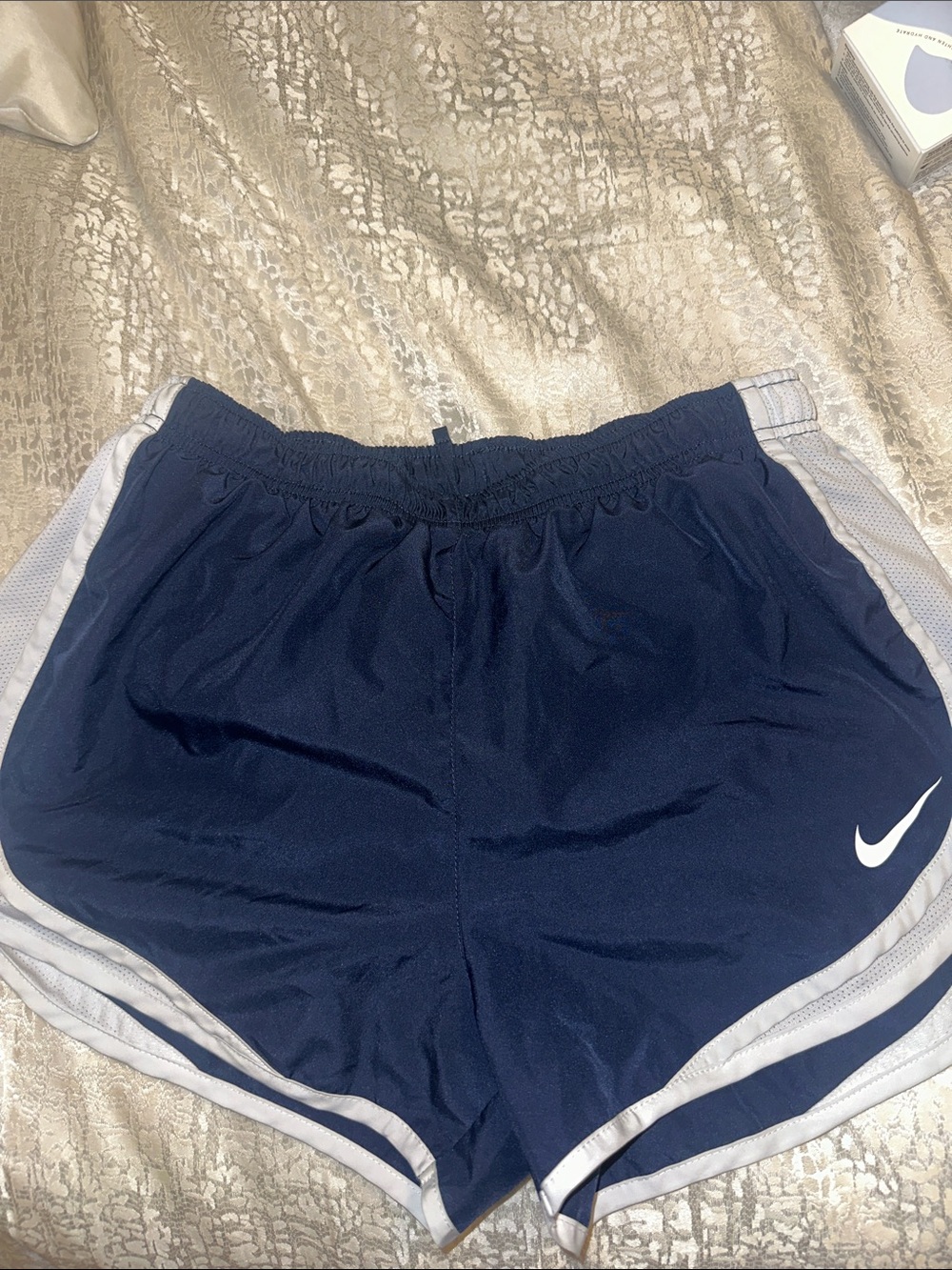Nike Women's Navy and White Athletic Running Shorts